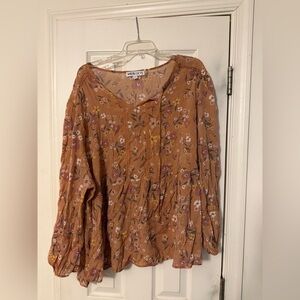 Floral Peasant Blouse in Rust